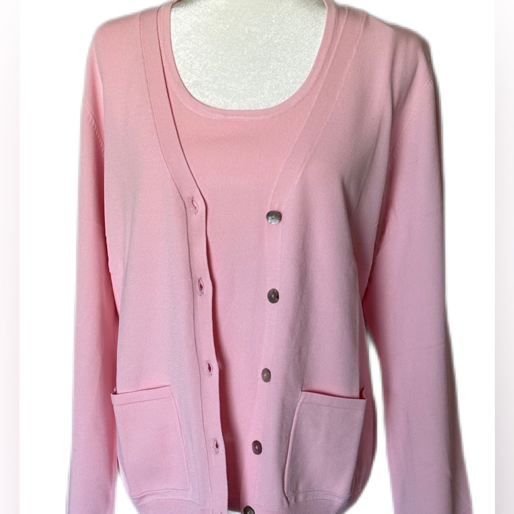 Multiplicity Women’s Two-Piece Cardigan Set Rayon Blend Soft Pink Size XL NWT